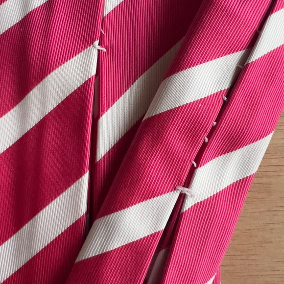 Charles Tyrwhitt Seven Fold striped silk tie 60" L  4" W pink white *flaw* - Picture 5 of 5
